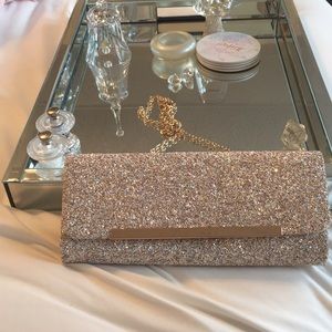 Sparkle clutch purse with chain attached